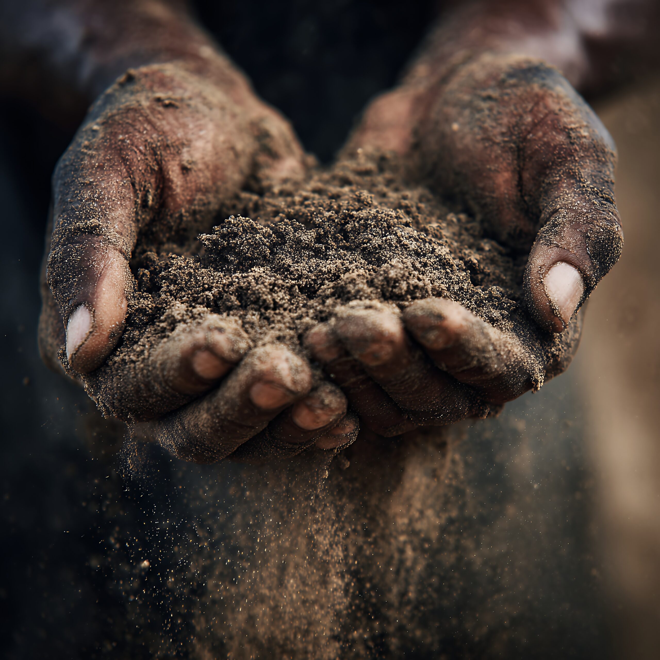 terre dans les mains